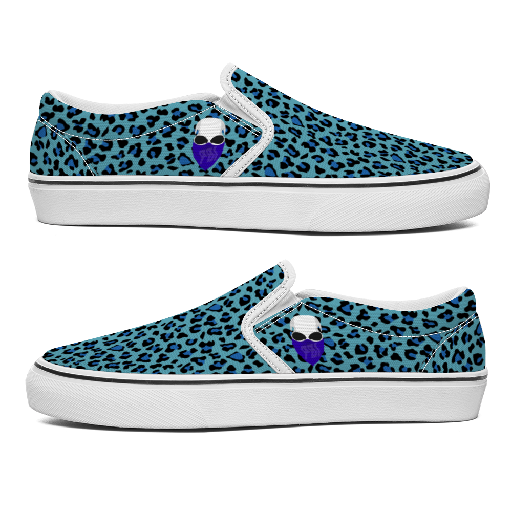 PBI Skull Blue Leopard Shoes - PipeBomB Industries